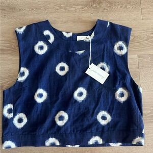 Indigo Circle Pattern Slim Shell Top